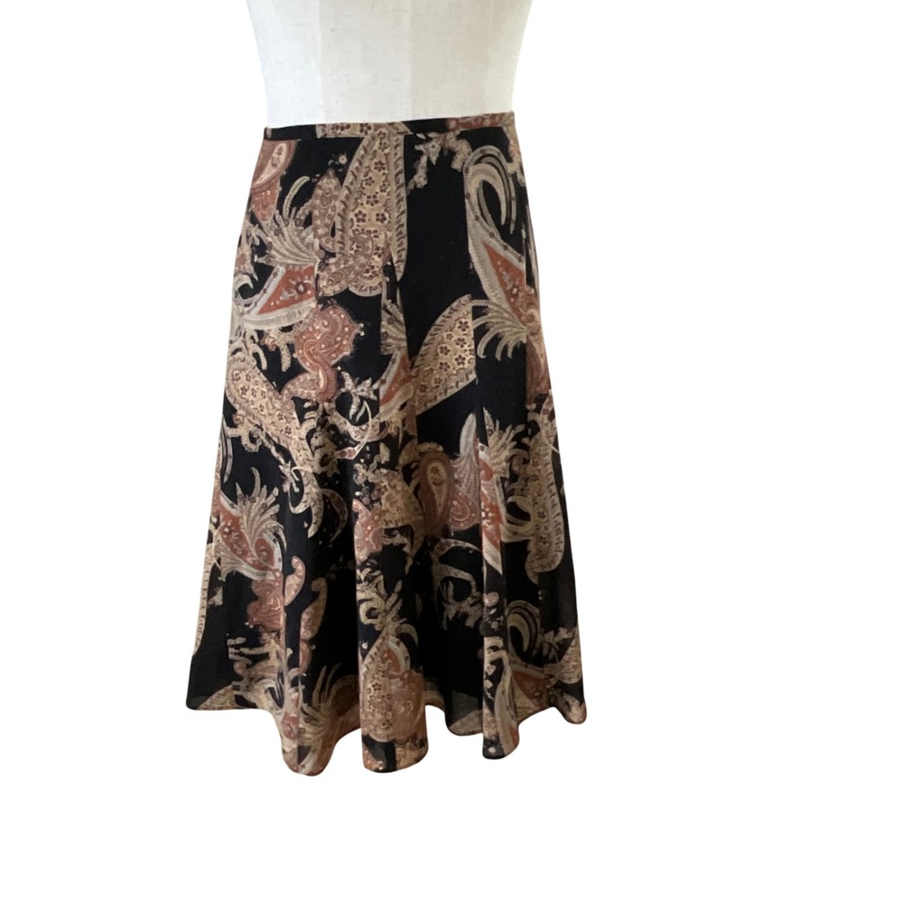 Anne Klein New York Wool Paisley Print Pleated Skirt Women's Size 12